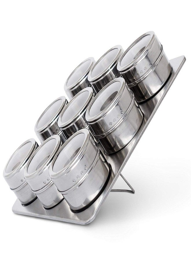 SQUICKLE 9pcs Magnetic Spice Rack Stainless Steel Magnetic Spice Rack Shape Spice Rack Stainless Steel jar - Image 3